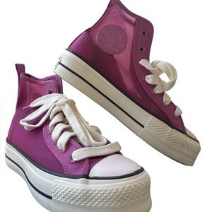 NWT Converse Women's Chuck Taylor Pink All Star Lift Platform Mesh SIZE 7